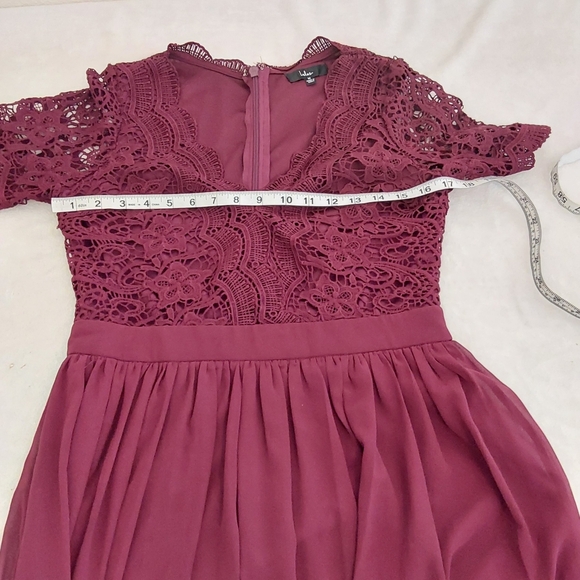 Lulu's Angel in Disguise Burgundy Lace Skater Dress - Picture 11 of 11